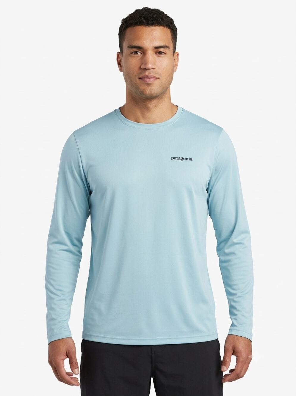 Patagonia T-Shirt Men's M Blue Long-Sleeve Capilene Cool Daily Fish Graphic Tee